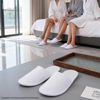 Disposable Slippers For Guests, Bulk White Slipper Pack For Hotel, Spa, Travel, Shoeless Home, Fits up to Adult