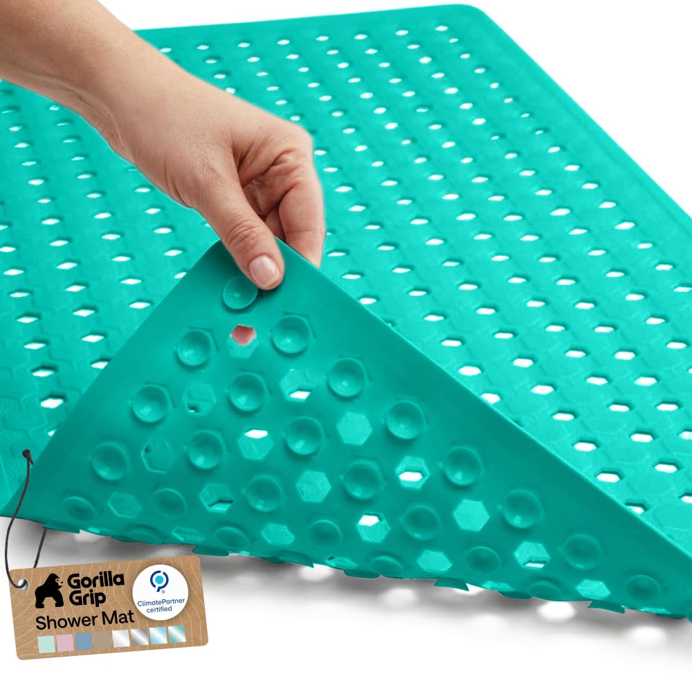 GORILLA GRIP Bath Tub Shower Mat, Bathtub Floor Liner, 35x16 Gray Opaque