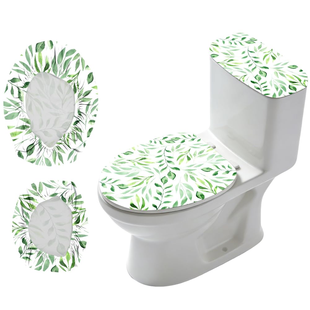 2Pcs Abstract Floral Toilet Lid Cover and Tank Cover Set Stretch Cover Sets Toilet Seat Covers Fabric Sets Machine Wash Fits Round Elongated Oblong for Bathroom Replacement