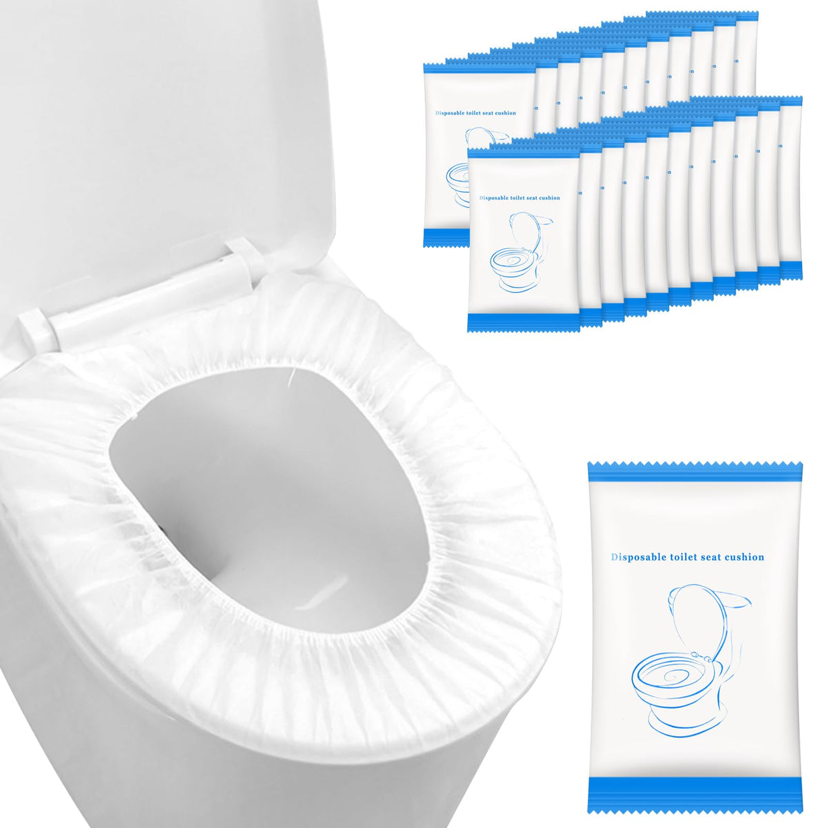 20 Pack Disposable Toilet Seat Covers for Travel Public Toilet Hospital,Portable Waterproof (Individual Package)