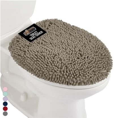GORILLA GRIP Soft Chenille Toilet Lid Seat Cover, 19.5x18.5 Hunter Green