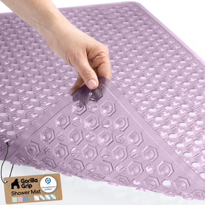 GORILLA GRIP Bath Tub Shower Mat, Bathtub Floor Liner, 35x16 Gray Opaque