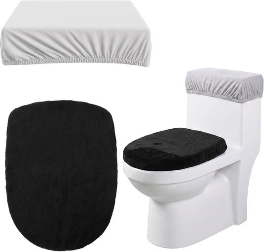 Black Toilet Seat Cover, Velvet Black Toilet Cover with Elastic Bottom