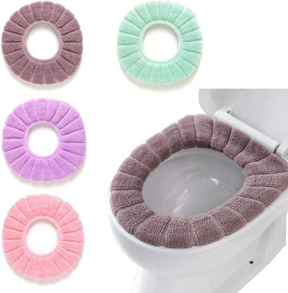 4 Pcs Soft Toilet Seat Cover Pad Thicker Washable Cloth Different Colors