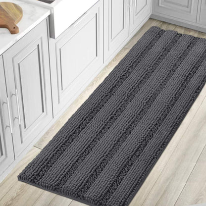 H.VERSAILTEX Bath Rugs for Bathroom Non Slip Bath Mats Extra Thick Chenille Striped Rug 20" x 32" Absorbent Non Skid Fluffy Soft Shaggy Washable Dry Fast Plush Mat for Indoor, Bath Room, Tub - Sage