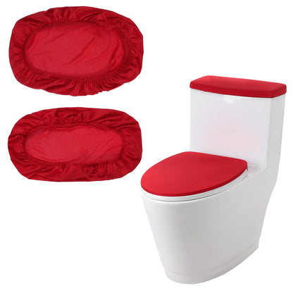 Red Toilet Seat Cover, Toilet Cover Set For Bathroom Super Soft Toilets Tank Covers Toilets Seat Covers Washable With Elastic Bottom Red Bathroom Accessories Fits Most Lids, Easy Installation Cleaning