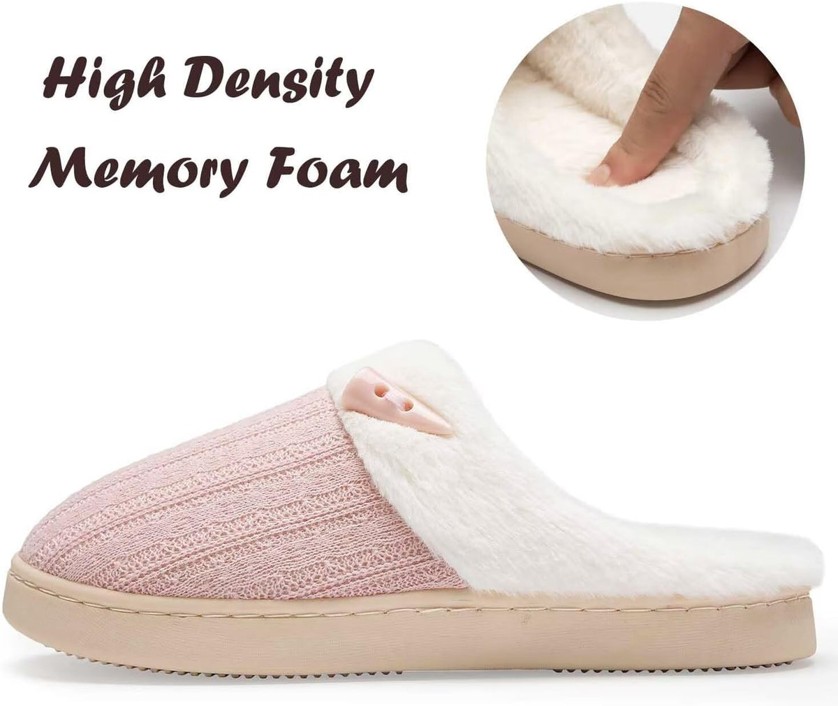 NineCiFun Women's Fuzzy House Slippers Memory Foam Cute Ladies Home Shoes