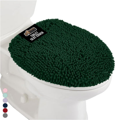 GORILLA GRIP Soft Chenille Toilet Lid Seat Cover, 19.5x18.5 Hunter Green