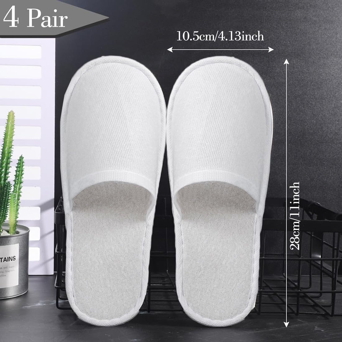 Disposable Slippers For Guests, Bulk White Slipper Pack For Hotel, Spa, Travel, Shoeless Home, Fits up to Adult