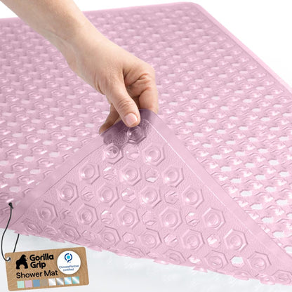 GORILLA GRIP Bath Tub Shower Mat, Bathtub Floor Liner, 35x16 Gray Opaque