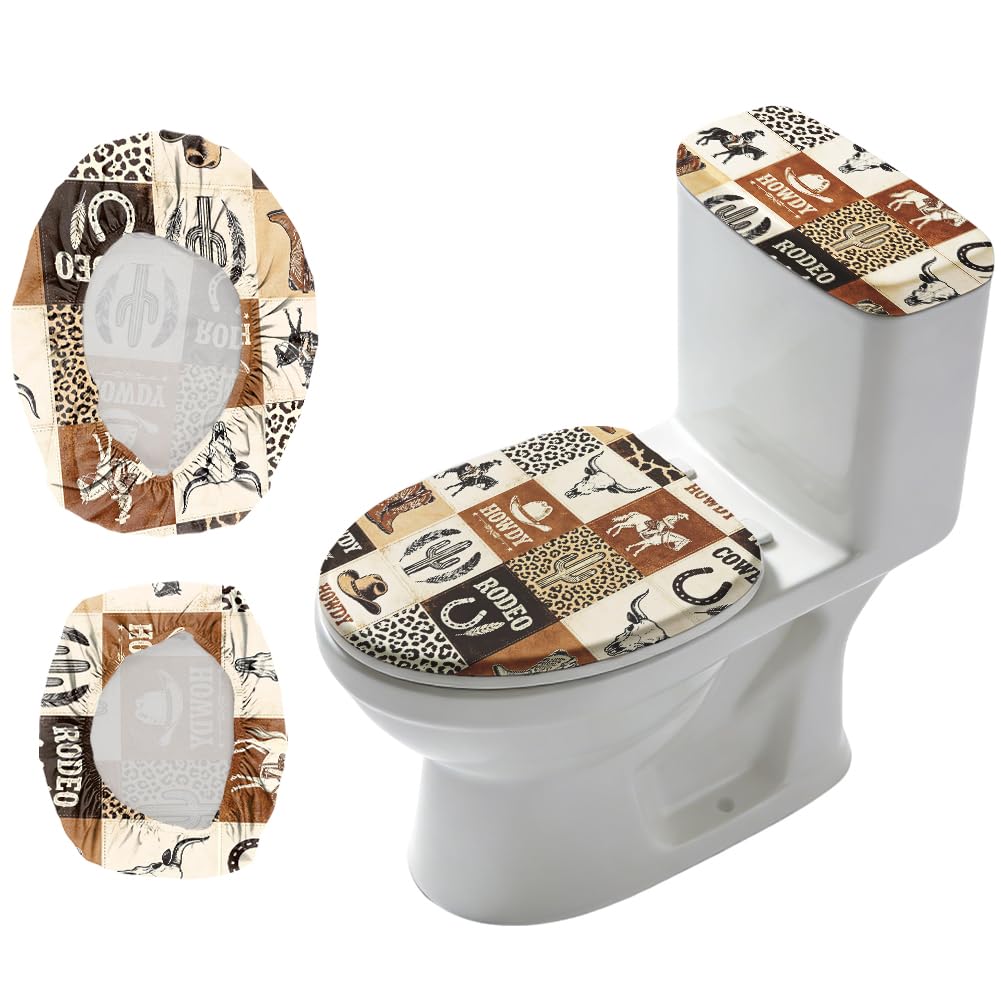 2Pcs Ocean Theme Toilet Lid Cover and Tank Cover Set Coastal Stretch Cover Set Pumpkin Toilet Seat Covers Fabric Sets Machine Wash Fits Round Elongated Oblong for Bathroom Replacement