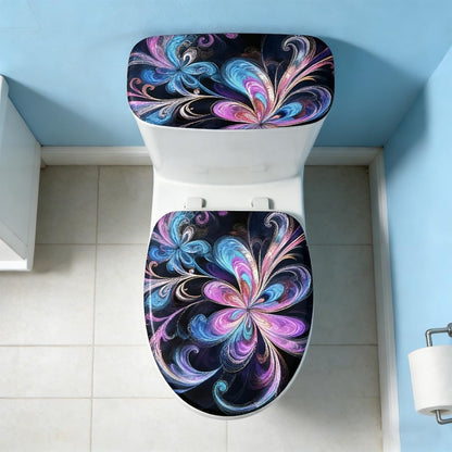2Pcs Abstract Floral Toilet Lid Cover and Tank Cover Set Stretch Cover Sets Toilet Seat Covers Fabric Sets Machine Wash Fits Round Elongated Oblong for Bathroom Replacement