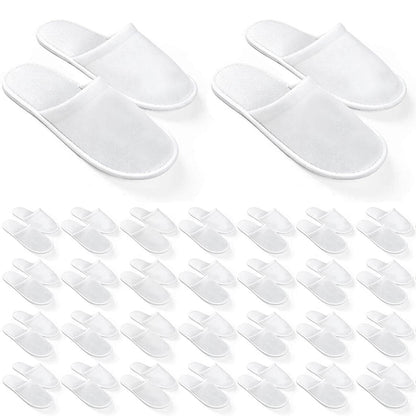 Disposable Slippers For Guests, Bulk White Slipper Pack For Hotel, Spa, Travel, Shoeless Home, Fits up to Adult
