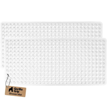 GORILLA GRIP Bath Tub Shower Mat, Bathtub Floor Liner, 35x16 Gray Opaque