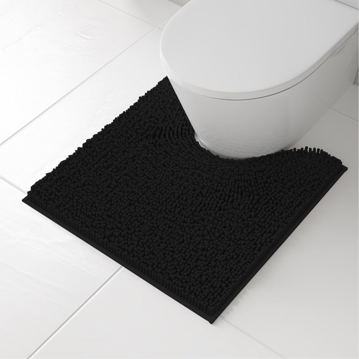RUN HELIX Bathroom Toilet Lid Cover,Chenille Machine Washable Seat Covers, 17.5x15, Stays in Place Rubber Backing, Fits Most Round, Elongated and Oblong Lids, Accessories Decor, Blue