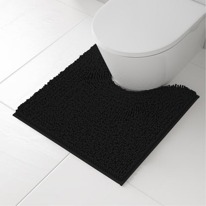 RUN HELIX Bathroom Toilet Lid Cover,Chenille Machine Washable Seat Covers, 17.5x15, Stays in Place Rubber Backing, Fits Most Round, Elongated and Oblong Lids, Accessories Decor, Blue