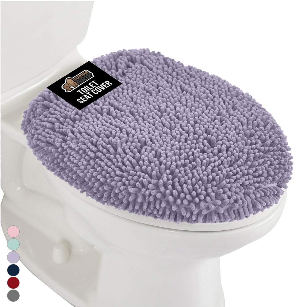 GORILLA GRIP Thick Memory Foam Toilet Lid Seat Cover, 19.5x18.5 Grey