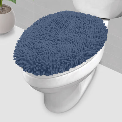 LuxUrux Toilet Lid Cover with Stretch Fit Elastic Band – Chenille Microfiber Toilet Seat Non-Slip Cover for Bathroom – Soft Plush, Machine Wash And Dry, Comfort & Clean Look (18 x 18'', Birch)