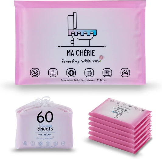 MA CHÉRIE Disposable Toilet Seat Covers, 60 Sheets (6 Packs x 10), Extra Large, Flushable, Travel & Family Friendly