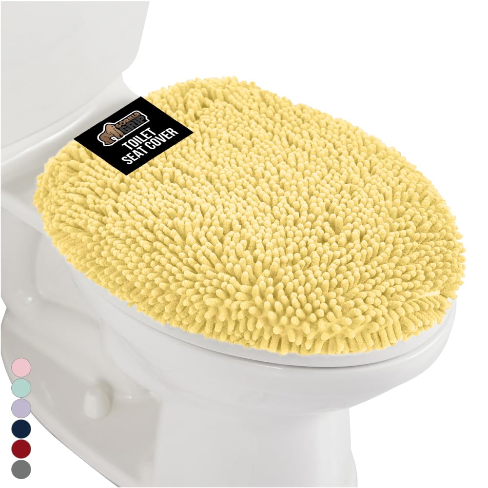 GORILLA GRIP Thick Memory Foam Toilet Lid Seat Cover, 19.5x18.5 Grey