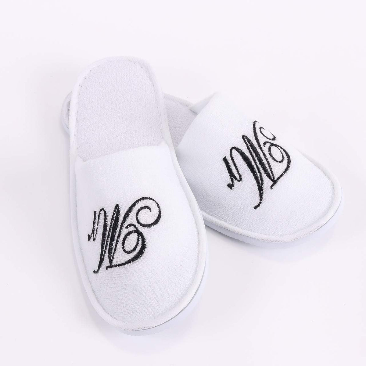 Romance Helpers Couple Slipper Gift Set | Set of 2 White Matching Spa Hotel Bath Slippers for Couples