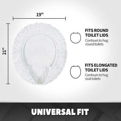 TREETONE Ultra Soft Chenille Bathroom Toilet Lid Cover, 19x21 Inches, White