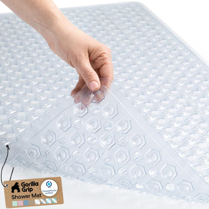 GORILLA GRIP Bath Tub Shower Mat, Bathtub Floor Liner, 35x16 Gray Opaque