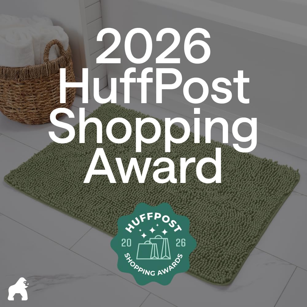 GORILLA GRIP Bath Rug Mat for Bathroom, Absorbent Chenille 24x17 Sage Green