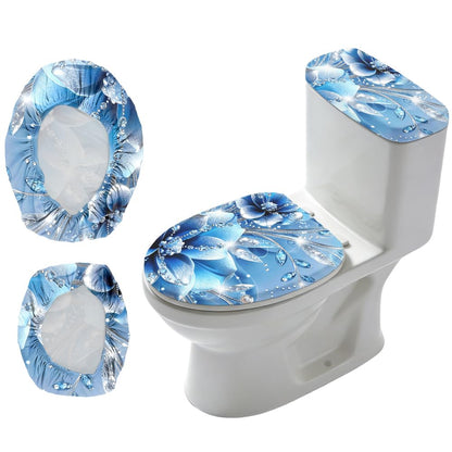 2Pcs Ocean Theme Toilet Lid Cover and Tank Cover Set Coastal Stretch Cover Set Pumpkin Toilet Seat Covers Fabric Sets Machine Wash Fits Round Elongated Oblong for Bathroom Replacement