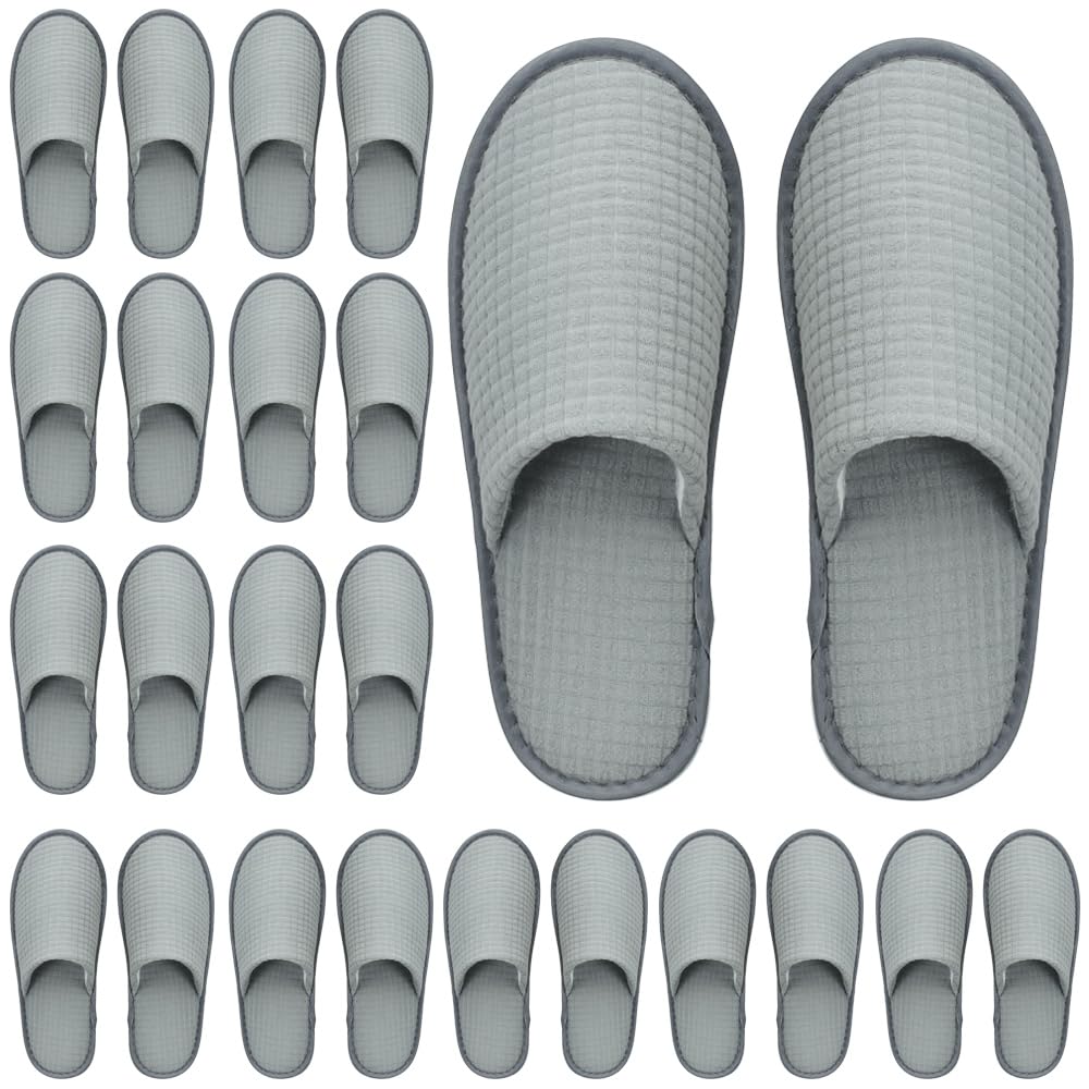 MOONSMILE 12 Pairs disposable spa slippers,disposable House slippers for guests hotel Home travel Indoor,guest slippers for shoeless home Bulk Women and Men, Non Slip Spa Slides, Washable Reusable
