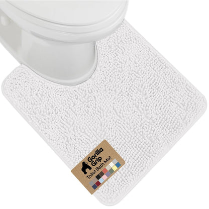 GORILLA GRIP Bath Rug Mat for Bathroom, Absorbent Chenille, 24x17 White