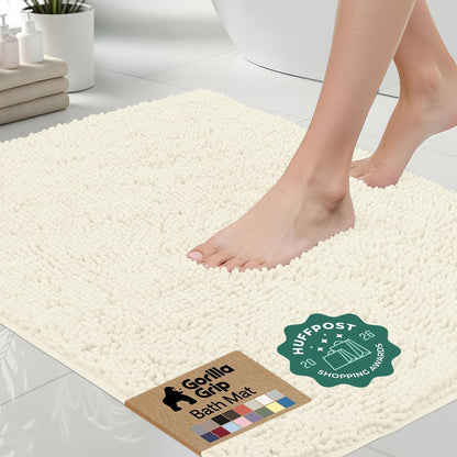 GORILLA GRIP Bath Rug Mat for Bathroom, Absorbent Chenille 24x17 Sage Green