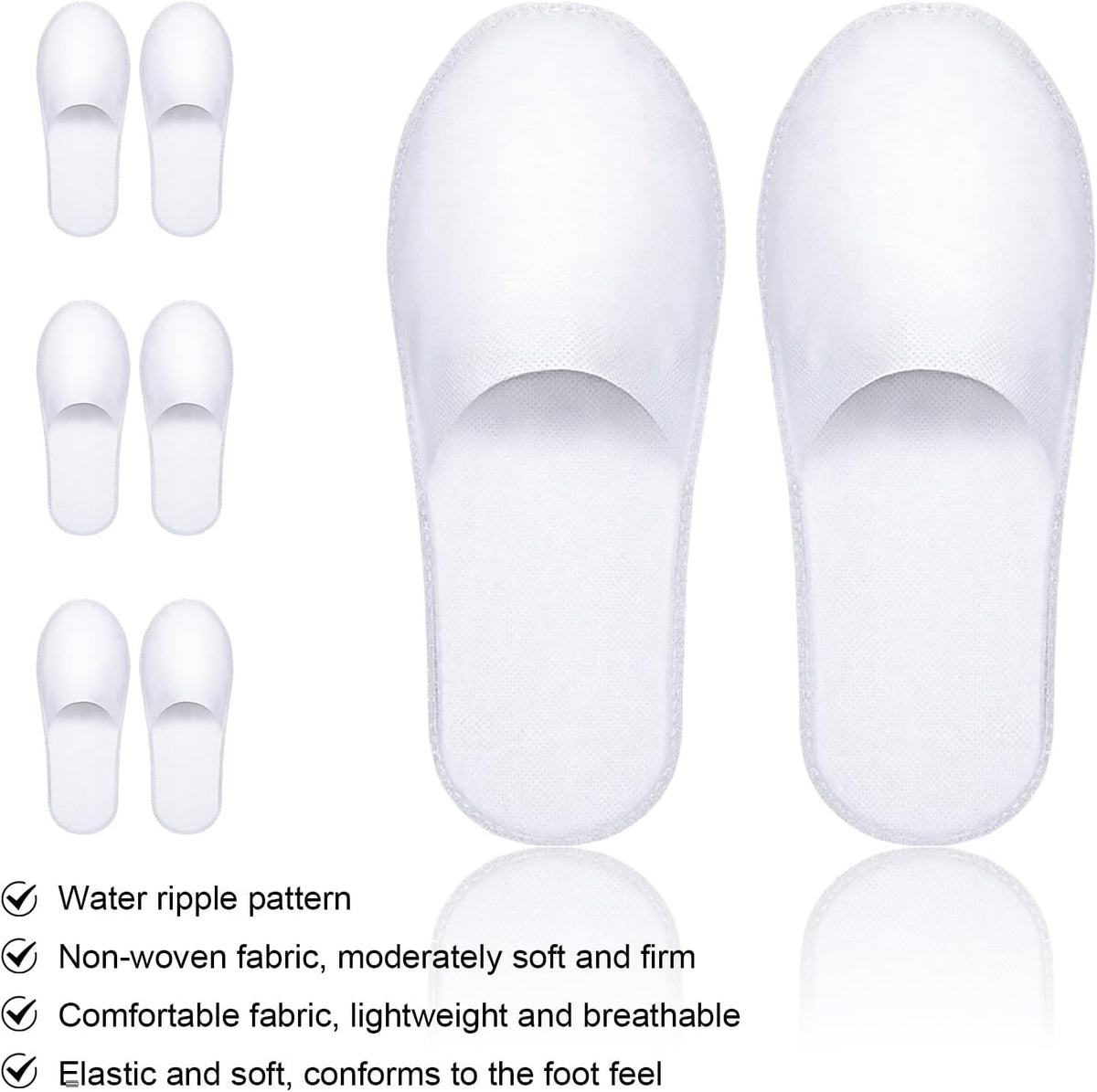 Disposable Slippers for Guests, 3 Pairs House Travel Slippers Non-slip Hotel Spa Guest Slipper White Unisex Slipper for Women Men Hotel, Spa, Travel, Shoeless Home