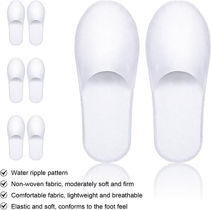 Disposable Slippers for Guests, 3 Pairs House Travel Slippers Non-slip Hotel Spa Guest Slipper White Unisex Slipper for Women Men Hotel, Spa, Travel, Shoeless Home