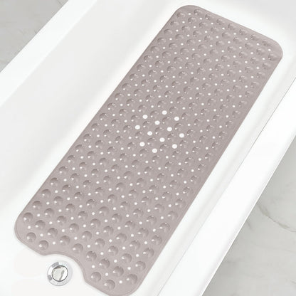 Bathtub and Shower Mats, Extra Long Non-Slip Bath Tub Mat 39 x 16 Inch, Machine Washable Bathmat with Suction Cups & Drain Holes for Bathroom Floor, White