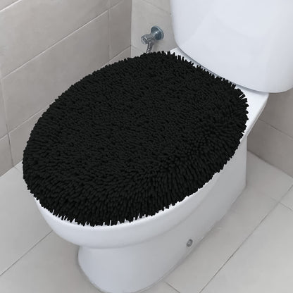 TREETONE Ultra Soft Chenille Bathroom Toilet Lid Cover, 19x21 Inches, White