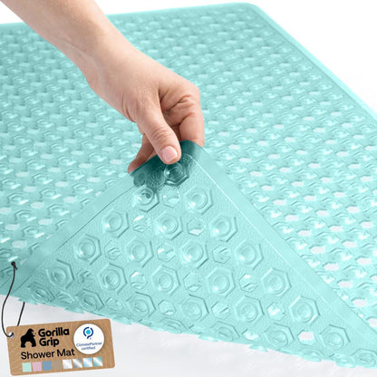 GORILLA GRIP Bath Tub Shower Mat, Bathtub Floor Liner, 35x16 Gray Opaque