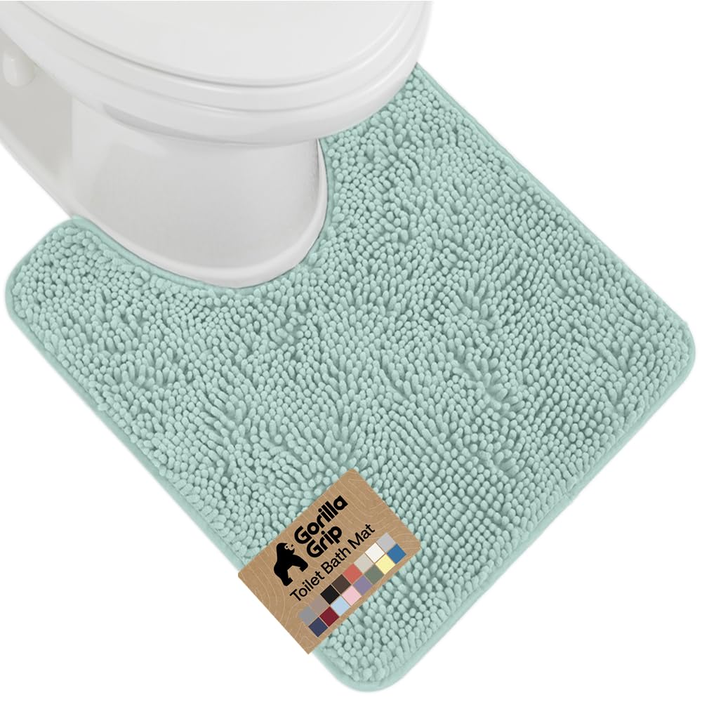GORILLA GRIP Bath Rug Mat for Bathroom, Absorbent Chenille, 24x17 Gray