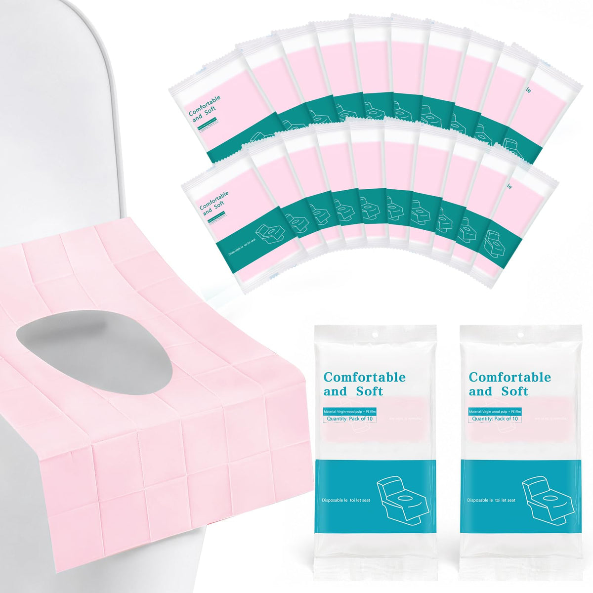 Rgqphantom 50 Pack Toilet Seat Covers Disposable, Portable Toilet Liners