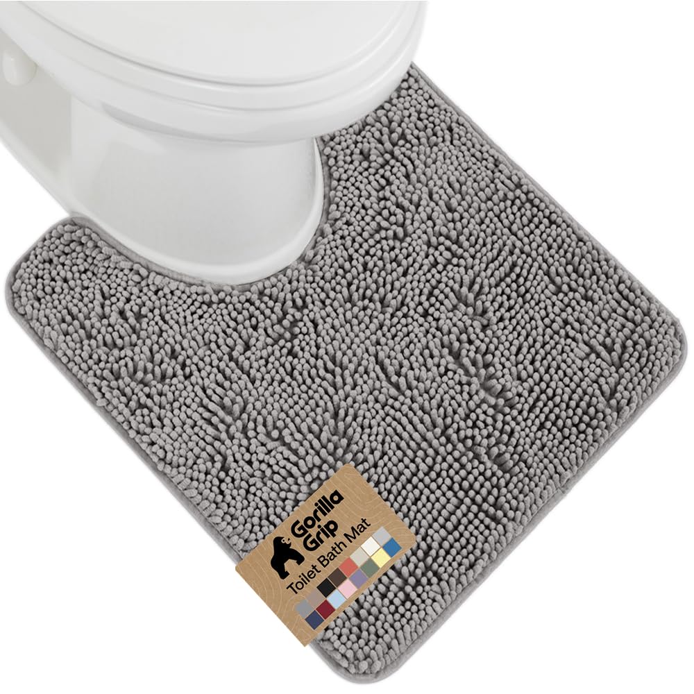 GORILLA GRIP Bath Rug Mat for Bathroom, Absorbent Chenille, 24x17 White