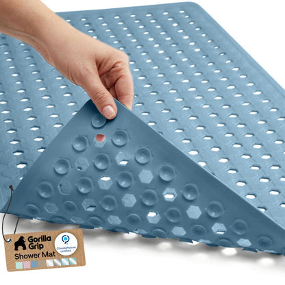 GORILLA GRIP Bath Tub Shower Mat, Bathtub Floor Liner, 35x16 Gray Opaque