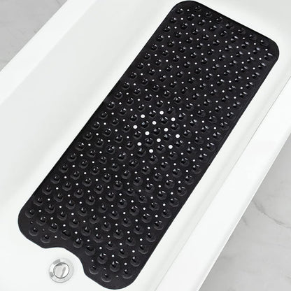 Bathtub and Shower Mats, Extra Long Non-Slip Bath Tub Mat 39 x 16 Inch, Machine Washable Bathmat with Suction Cups & Drain Holes for Bathroom Floor, White