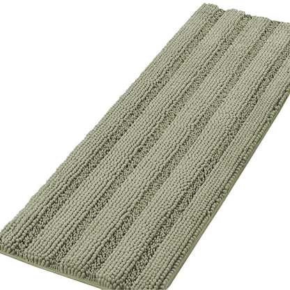 H.VERSAILTEX Bath Rugs for Bathroom Non Slip Bath Mats Extra Thick Chenille Striped Rug 20" x 32" Absorbent Non Skid Fluffy Soft Shaggy Washable Dry Fast Plush Mat for Indoor, Bath Room, Tub - Sage