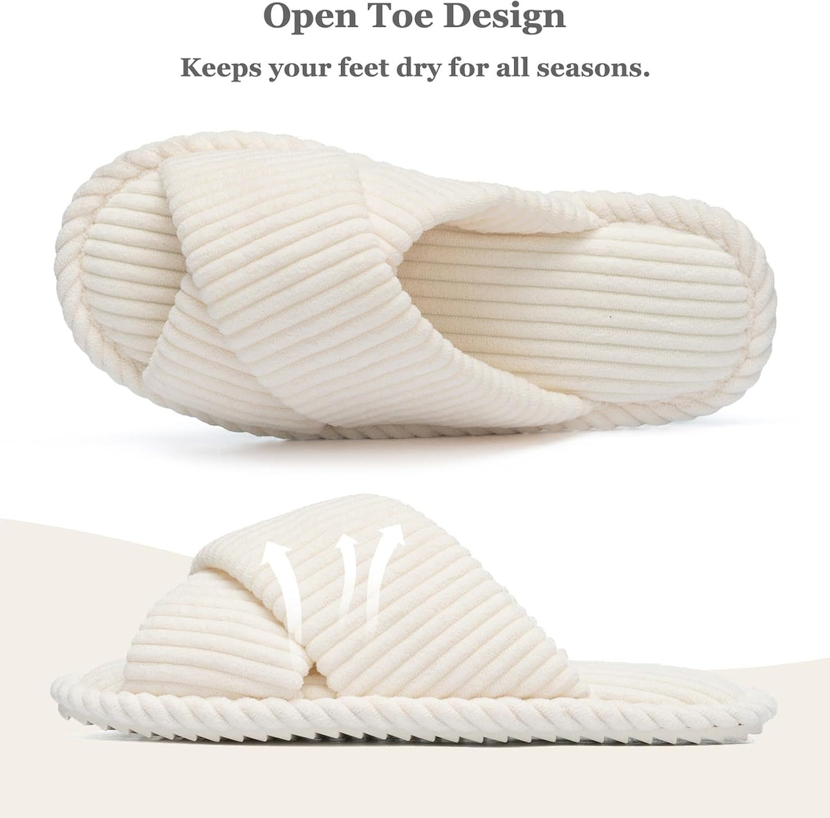 GOEWY Slippers for Women with Memory Foam Open toe House Bedroom Shoes