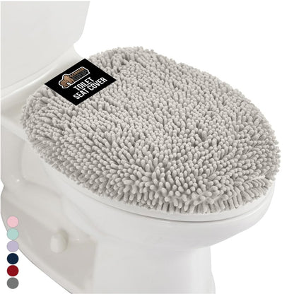 GORILLA GRIP Thick Memory Foam Toilet Lid Seat Cover, 19.5x18.5 Grey