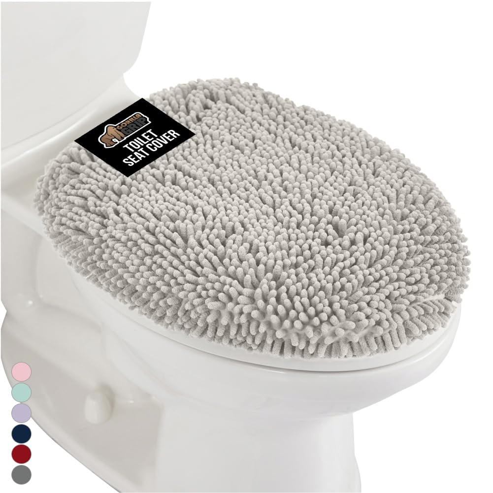 GORILLA GRIP Soft Chenille Toilet Lid Seat Cover, 19.5x18.5 Hunter Green