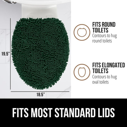 GORILLA GRIP Soft Chenille Toilet Lid Seat Cover, 19.5x18.5 Hunter Green
