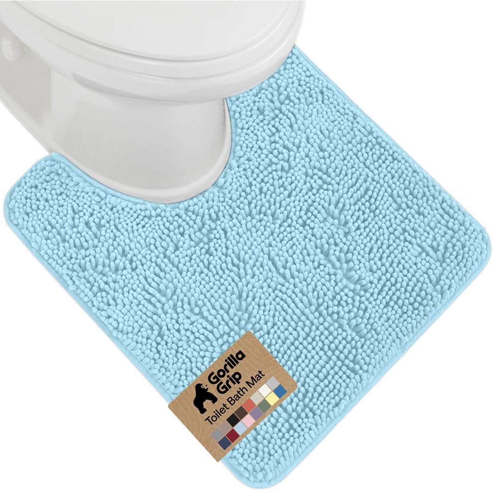 GORILLA GRIP Bath Rug Mat for Bathroom, Absorbent Chenille, 24x17 White