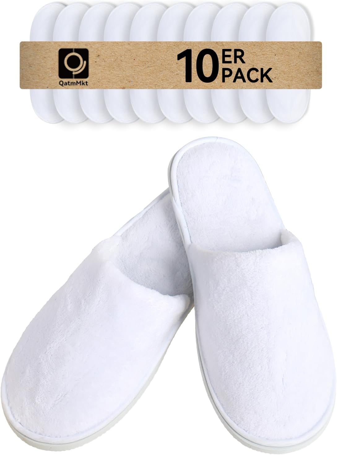 10 Pairs Disposable Guest Slippers, One Size Slippers