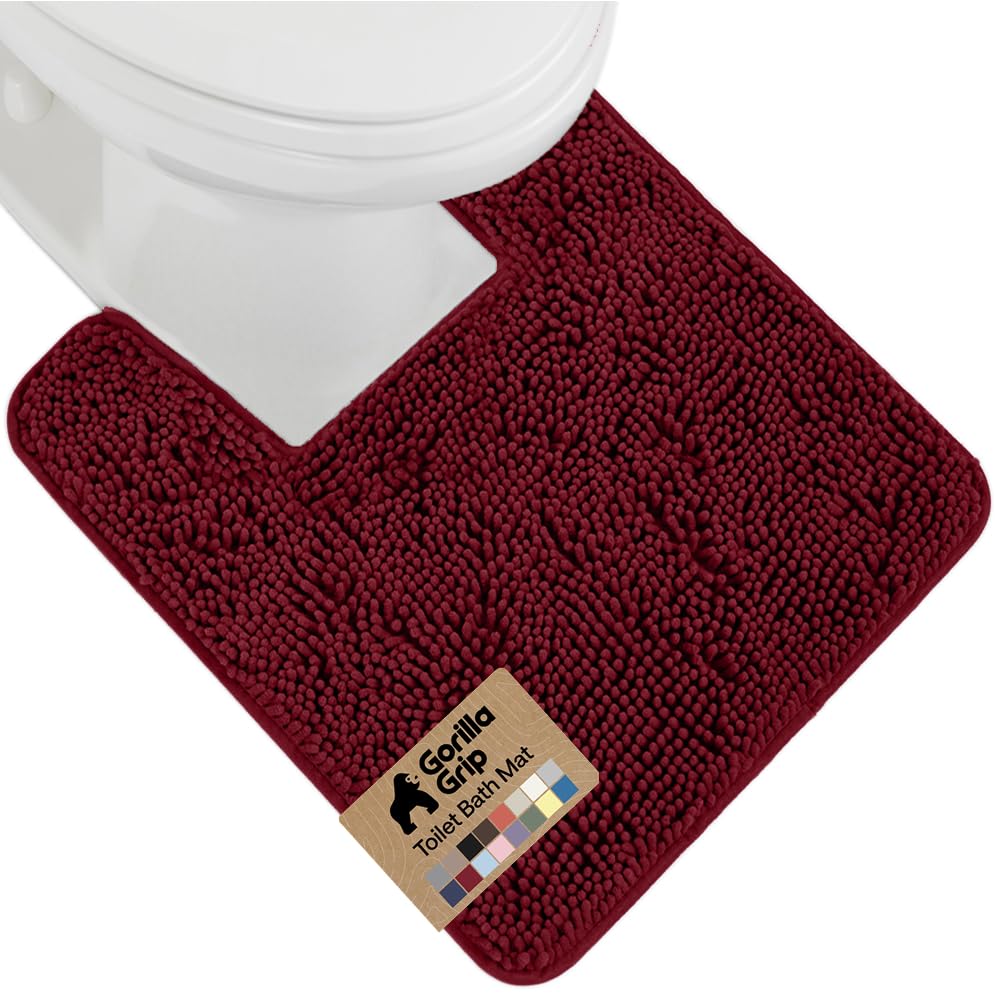 GORILLA GRIP Bath Rug Mat for Bathroom, Absorbent Chenille, 24x17 White